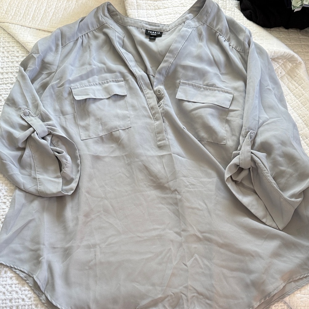 Torrid Light Gray Women's Harper Blouse